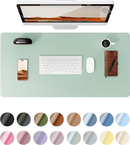 YSAGi Leather Desk Protector, Office Mat, Large Mouse Mat, Non-Slip PU Leather Blotter, Laptop Pad, Waterproof Writing Pad for Office and Home (Pale Green, 31.5" x 15.8")