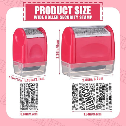 Nezyo 2 Pack Identity Protection Roller Stamp Identity Theft, Confidential, Privacy Roller Stamp Information Blocker and 4 Pack Refill Ink for ID Account Data Address Security(Peach)