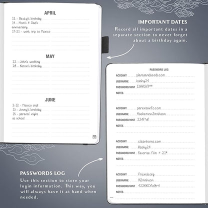 Legend Planner Address Book with Alphabetical Tabs – Mini Telephone Address Book for Phone Numbers, Addresses, Email Contacts, Passwords & Important Dates –Small Size,11x14.5cm,Hardcover (Mystic Grey)