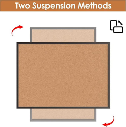 Board2by 2-Pack Cork Board Bulletin Board 18“ x 24”, Black Wood Framed Corkboard, Office Board for Wall Cork, Large Wall Mounted Notice Pin Board with 32 Push Pins for School, Home & Office