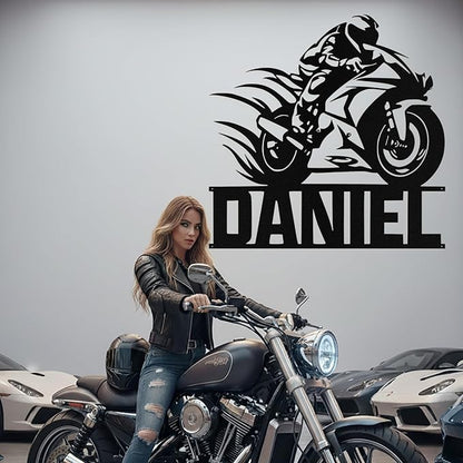 Custom Motorcycle Metal Signs Personalized Dirt Biker Name Sign Custom Garage Decor Motorbikes Wall Art Decor Motorcycle Sign Men Room Decorate Gifts for Men Husband Rider