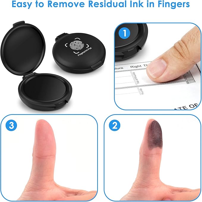 ERKOON 2 Pack Fingerprint Ink Pads, Thumbprint Ink Pad for Notary Supplies Identification Security ID Fingerprint Cards Law Enforcement Fingerprint Black