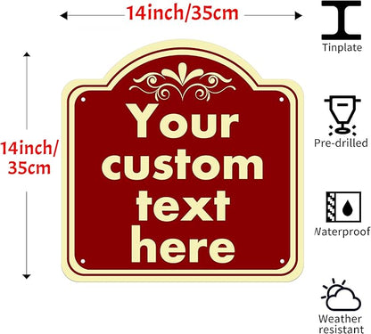 HK SIGNS Aluminum Weatherproof Metal Sign, Custom Indoor/Outdoor Decorative Sign, Modern Style, Red, 14*14 Inch