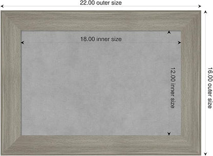 Amanti Art Grey Framed Magnetic Board 16x22 Small Vision Board for use with Magnets, 100% Metal Sheet to Display Items as Office Decor or for Home Organization in mudroom, Kitchen or Kids Room