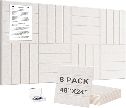 G Gamit Large Felt Wall Tiles Bulletin Board,Large Cork Board Alternative with 30 Pushpins,8-Pack Felt Pin Board with 56 Safe Removable Adhesive Tabs for Home Office School (Oatmeal)
