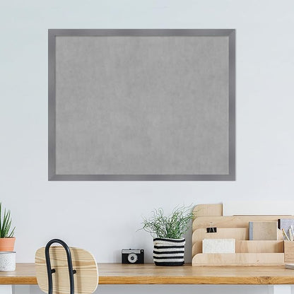 Amanti Art Grey Framed Magnetic Board 34x42 X-Large Vision Board for use with Magnets, 100% Metal Sheet to Display Items as Office Decor or for Home Organization in mudroom, Kitchen or Kids Room