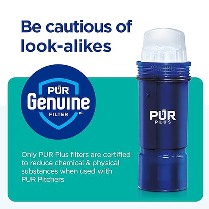 PUR Plus 11-Cup Water Pitcher, 1 Lead-Reducing Filter, Cleaner, Great-Tasting Water, Dishwasher Safe, Powerful Filtration, Filter Change Light Indicator, LockFit Cap Design - Sage