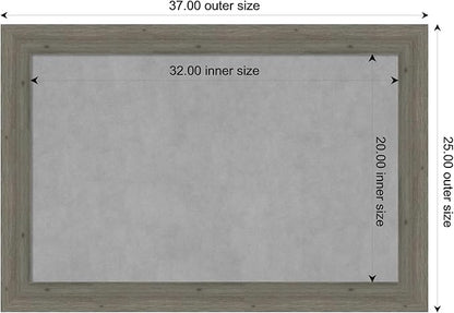 Amanti Art Grey Framed Magnetic Board 25x37 Large Vision Board for use with Magnets, 100% Metal Sheet to Display Items as Office Decor or for Home Organization in mudroom, Kitchen or Kids Room
