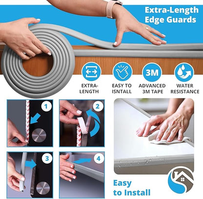 Furniture Edge Guards | 16ft Protective Protective Foam Cushion | Baby Child Proofing Set NonToxic and Safe for Table, Fireplace, Countertop | Gray