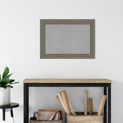 Amanti Art Grey Framed Magnetic Board 21x29 Medium Vision Board for use with Magnets, 100% Metal Sheet to Display Items as Office Decor or for Home Organization in mudroom, Kitchen or Kids Room