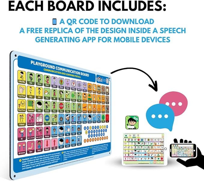 Weather-Proof Aluminum School Playground Communication Board for Autism - Outdoor Inclusive Communication Aid, Lightweight & Durable for Autism & Inclusive Play