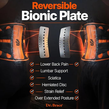 DR. BRACE® Lower Back Brace for Men & Women for Lower Back Pain Relief, Revolutionary Versatile Splints System & Removable Lumbar Pad, Adjustable & Breathable Back Support Brace (41.3-47.2″)
