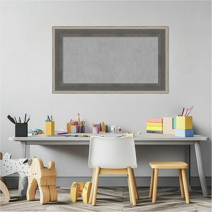 Amanti Art Grey Framed Magnetic Board 17x29 Small Vision Board for use with Magnets, 100% Metal Sheet to Display Items as Office Decor or for Home Organization in mudroom, Kitchen or Kids Room