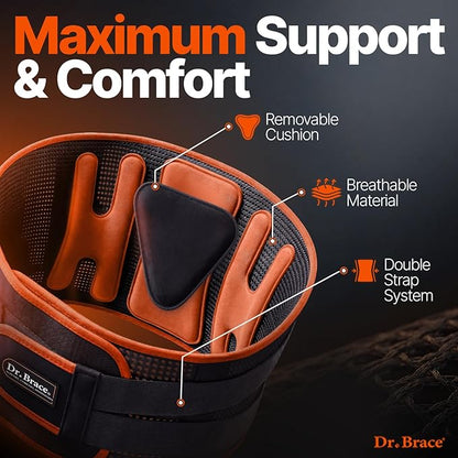 DR. BRACE® Lower Back Brace for Men & Women for Lower Back Pain Relief, Revolutionary Versatile Splints System & Removable Lumbar Pad, Adjustable & Breathable Back Support Brace (29.5-35.4″)