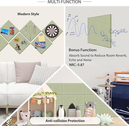 BXI Felt Bulletin Board - 36 X 24 Inches, 6 Pcs Self-Adhesive Decor Cork Boards with 30 Pushpins, Sturdy Acoustic Wall Panels for Office Work, Poster Pin Tiles for Teen Dorm Room Kitchen Classroom