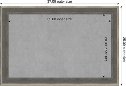 Amanti Art Grey Framed Magnetic Board 25x37 Large Vision Board for use with Magnets, 100% Metal Sheet to Display Items as Office Decor or for Home Organization in mudroom, Kitchen or Kids Room