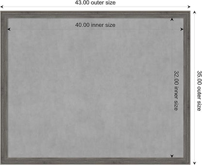 Amanti Art Grey Framed Magnetic Board 35x43 X-Large Vision Board for use with Magnets, 100% Metal Sheet to Display Items as Office Decor or for Home Organization in mudroom, Kitchen or Kids Room