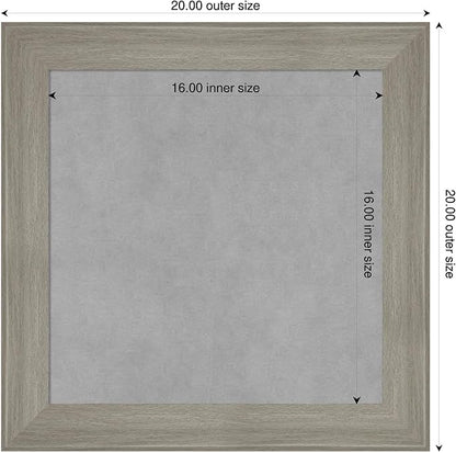 Amanti Art Grey Framed Magnetic Board 20x20 Small Vision Board for use with Magnets, 100% Metal Sheet to Display Items as Office Decor or for Home Organization in mudroom, Kitchen or Kids Room
