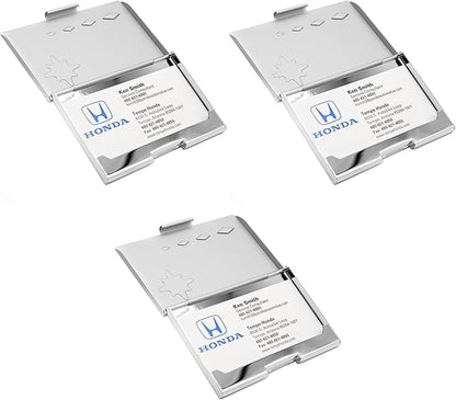 Stephanie Imports Set of 3 Slim & Minimalist Metal Business Card Holder Unisex Case (Silver Asteroid)