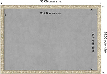 Amanti Art Silver Framed Magnetic Board 26x38 Large Vision Board for use with Magnets, 100% Metal Sheet to Display Items as Office Decor or for Home Organization in mudroom, Kitchen or Kids Room
