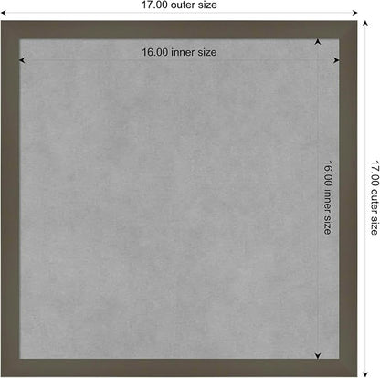 Amanti Art Grey Framed Magnetic Board 17x17 Small Vision Board for use with Magnets, 100% Metal Sheet to Display Items as Office Decor or for Home Organization in mudroom, Kitchen or Kids Room