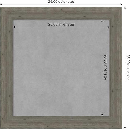 Amanti Art Grey Framed Magnetic Board 25x25 Medium Vision Board for use with Magnets, 100% Metal Sheet to Display Items as Office Decor or for Home Organization in mudroom, Kitchen or Kids Room