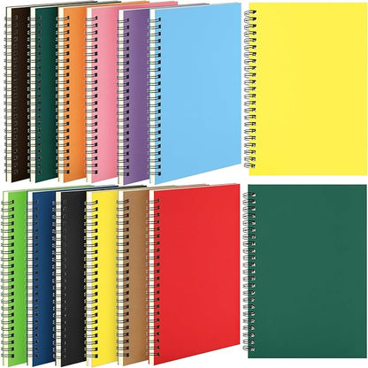 Leelosp 12 Pack Small Spiral Notebook 5 x 7 Inch Lined College Ruled Spiral Journal Wire Bound Notebook Kraft Cover, 120 Pages for Work Students Office Business (Rainbow)