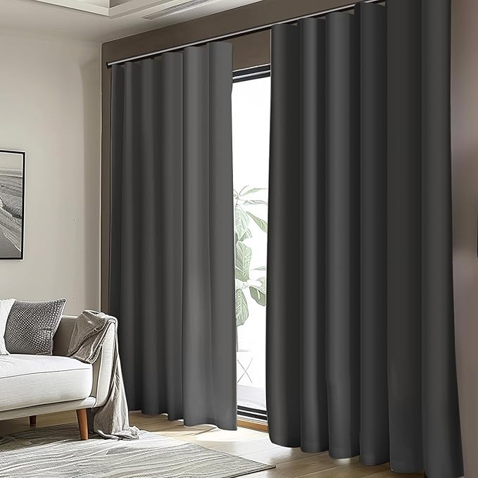 Cbsroro Room Divider Blackout Curtain Track Curtains Wall Dividers Panels Screen for Living Rooms Bedroom Office Privacy Partition Separation, W180 × L84 Inch,1 Panel, Black