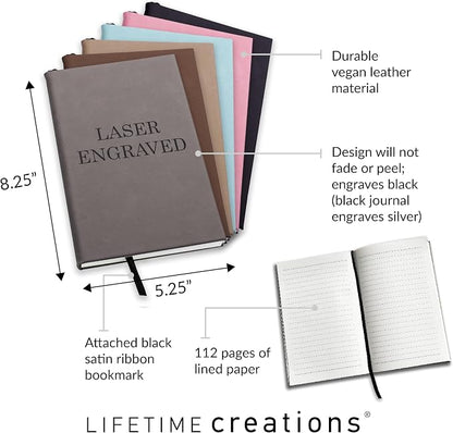 Lifetime Creations Personalized Journal Notebook (Dark Brown) - Customized Hardcover Vegan Leather Writing Notepad, Business Meeting Hard Cover Note Book Gift for Professionals