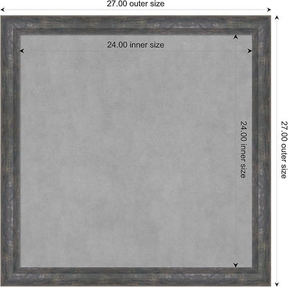 Amanti Art Grey Framed Magnetic Board 27x27 Medium Vision Board for use with Magnets, 100% Metal Sheet to Display Items as Office Decor or for Home Organization in mudroom, Kitchen or Kids Room