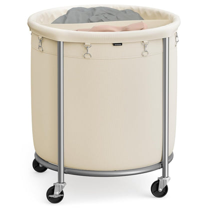 Laundry Basket with Wheels, 63.5 Gal., Steel Frame, Removable Bag