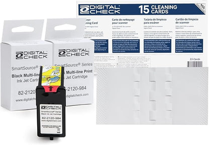 Triplenet Pricing Ink Cartridge Bundle with 2 Black Multi-Line Print 82-2120-984 and 15 Scanner Cleaning Cards and Sheets, Ideal Bundle for Businesses Needing Reliable C6GQRY55T9