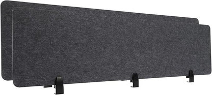 ReFocus Raw Clamp-On Acoustic Desk Divider Mounted Privacy Panel Set – Reduce Noise & Visual Distractions for Office, Study (Anthracite Gray, 2× Panels (60"×16"))
