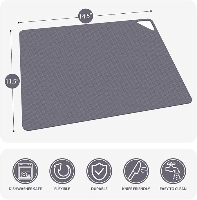 WK Flexible Plastic Cutting Boards for Kitchen, Cutting Board Mats Set of 5, Nonslip Cutting Board for Meat, Thin Cutting Sheets with Hole, Dishwasher Safe, BPA Free, 14.5x11.5"