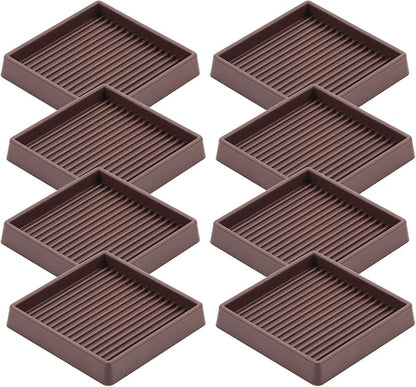 VOCOMO 3X3 Rubber Caster Cups, Non Slip Furniture Pads, Anti-Slip Furniture Gripper, Anti Skid Furnitures Feet, Anti Slide Floor Protector for Bed Couch Stoppers (Brown, 8 Pack)
