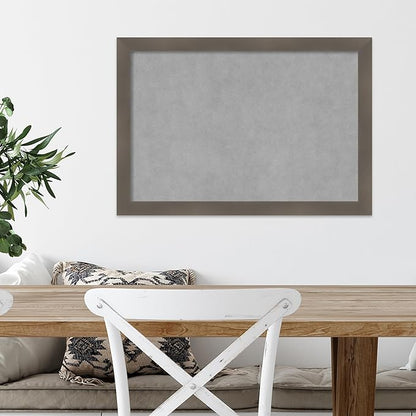 Amanti Art Grey Framed Magnetic Board 18x26 Medium Vision Board for use with Magnets, 100% Metal Sheet to Display Items as Office Decor or for Home Organization in mudroom, Kitchen or Kids Room