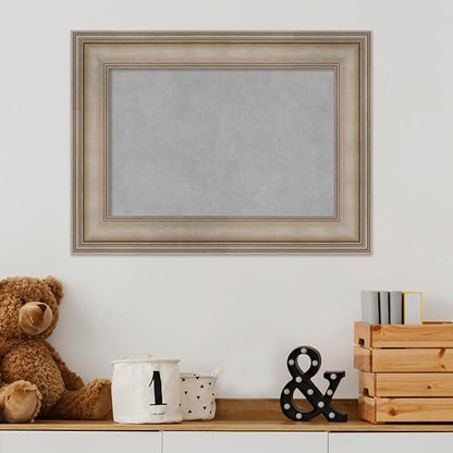 Amanti Art Silver Framed Magnetic Board 17x23 Small Vision Board for use with Magnets, 100% Metal Sheet to Display Items as Office Decor or for Home Organization in mudroom, Kitchen or Kids Room