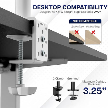 VIVO Dual Monitor Desk Mount, Heavy Duty Fully Adjustable Stand, Fits 2 LCD LED Screens up to 32 inches, White, STAND-V032W