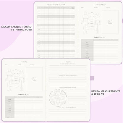 &And Per Se Fitness Workout Journal for Men & Women, Workout Log Book Planner with Daily Diet, Gym Exercise & Training Trackers - Undated, A5 Size, Leather Hardcover (Lavender)