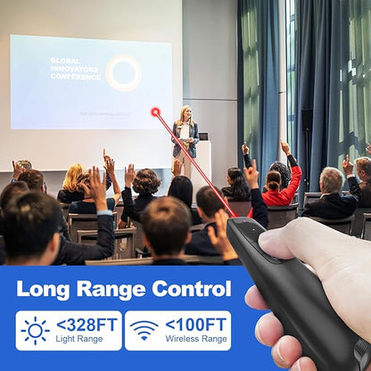 Presentation Clicker with Case Storage: Wireless Presenter Remote: Red Laser Pointer Computer Clickers, USB C PowerPoint PPT Clicker for Mac Laptop, Slideshow Google Slide Advancer