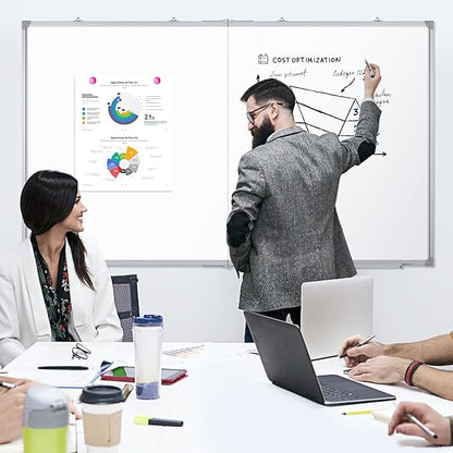 DOLLAR BOSS Large White Board 60 x 40 Inch Foldable Magnetic Whiteboard for Wall, Portable Double Sided Dry Erase Board, Aluminum Frame Message Board for School, Office, Classroom with Eraser, Markers
