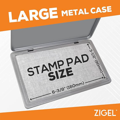 2 Pack Metal Case Stamp Pad Large Size, Crimson Red Color - Size: 3" x 6" - Choose from 15 Ink Colors