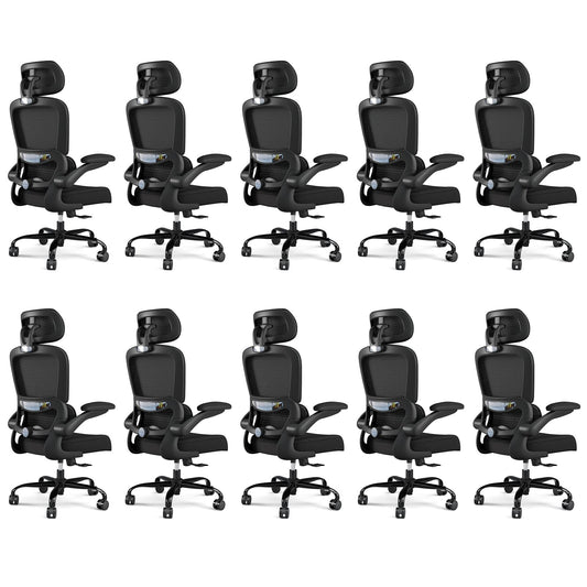 ( Black Pack of 10) Office Chair Ergonomic Desk Chair, 330 LBS Home Mesh Office Desk Chairs with Wheels, Comfortable Gaming Chairs