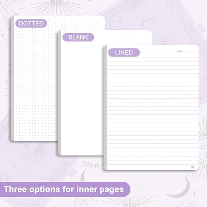 Blank Journal Notebook for Women Men, 192 Pages, A5 (5.7'' x 8.3'') | Hardcover Leather Notebook with 100GSM Thick Paper for Traveling, Sketching, Drawing, Painting (Light Purple)