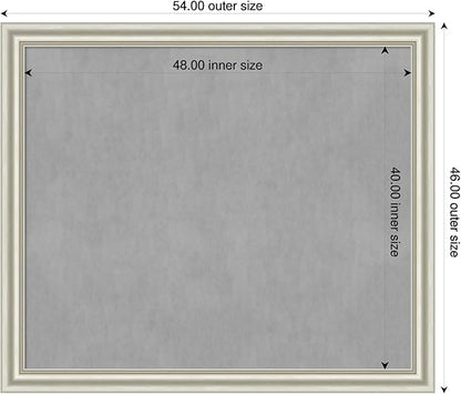 Amanti Art Silver Framed Magnetic Board 46x54 Oversize Vision Board for use with Magnets, 100% Metal Sheet to Display Items as Office Decor or for Home Organization in mudroom, Kitchen or Kids Room