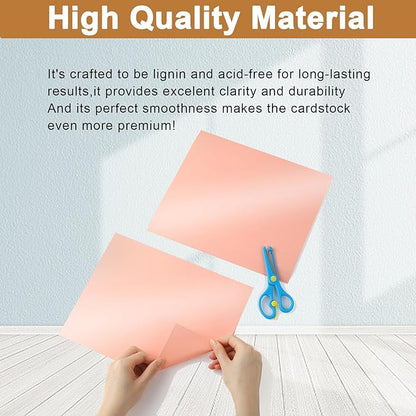 Silunkia 100 Sheets Pink Shimmer Cardstock 8.5 x 11 Crafts Paper, 200gsm/75lb Glossy Paper Card Stock for DIY Cards Making, Valentine's Day Cards, Wedding Invitations, Menus