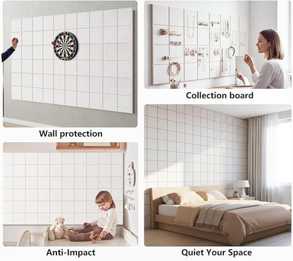 G Gamit Large Felt Wall Tiles Bulletin Board,Large Cork Board Alternative with 30 Pushpins,8-Pack Felt Pin Board with 56 Safe Removable Adhesive Tabs for Home Office School (Oatmeal)