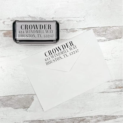 Self Inking Modern Address Stamps | Custom Return Address Stamper (Magazine Serif, Xtra Wide)