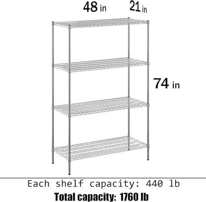 Regal Altair 21" Deep x 48" Wide x 74" Height Wire Shelving Kit | 4-Tier | NSF Commercial Storage Rack Unit