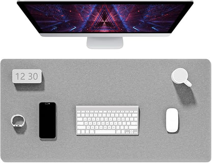 Auhoahsil Felt Desk Mat, Minimalist Large Mouse Pad XXL 35.5 x 15.7 in, Desk Matt for Desktop, Keyboard, Laptop, Computer, Office, Work from Home, Gaming, Light Gray